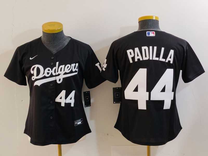 Womens Los Angeles Dodgers #44 Vicente Padilla Number Black Cool Base Stitched Jerseys